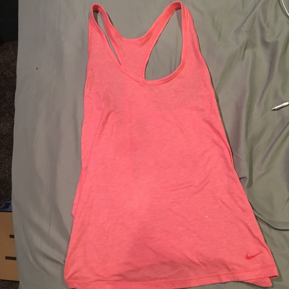 orangish pink nike running tank top